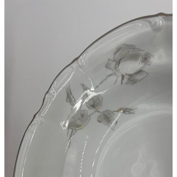 Vintage Hutschenreuther Gray Rose 10" Round Vegetable Bowl Porcelain Germany - Picture 5 of 5